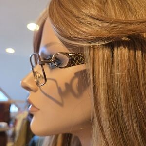 Rectangular Copper Eyeglass Frames with Snakeskin Accents – ESTRELLA